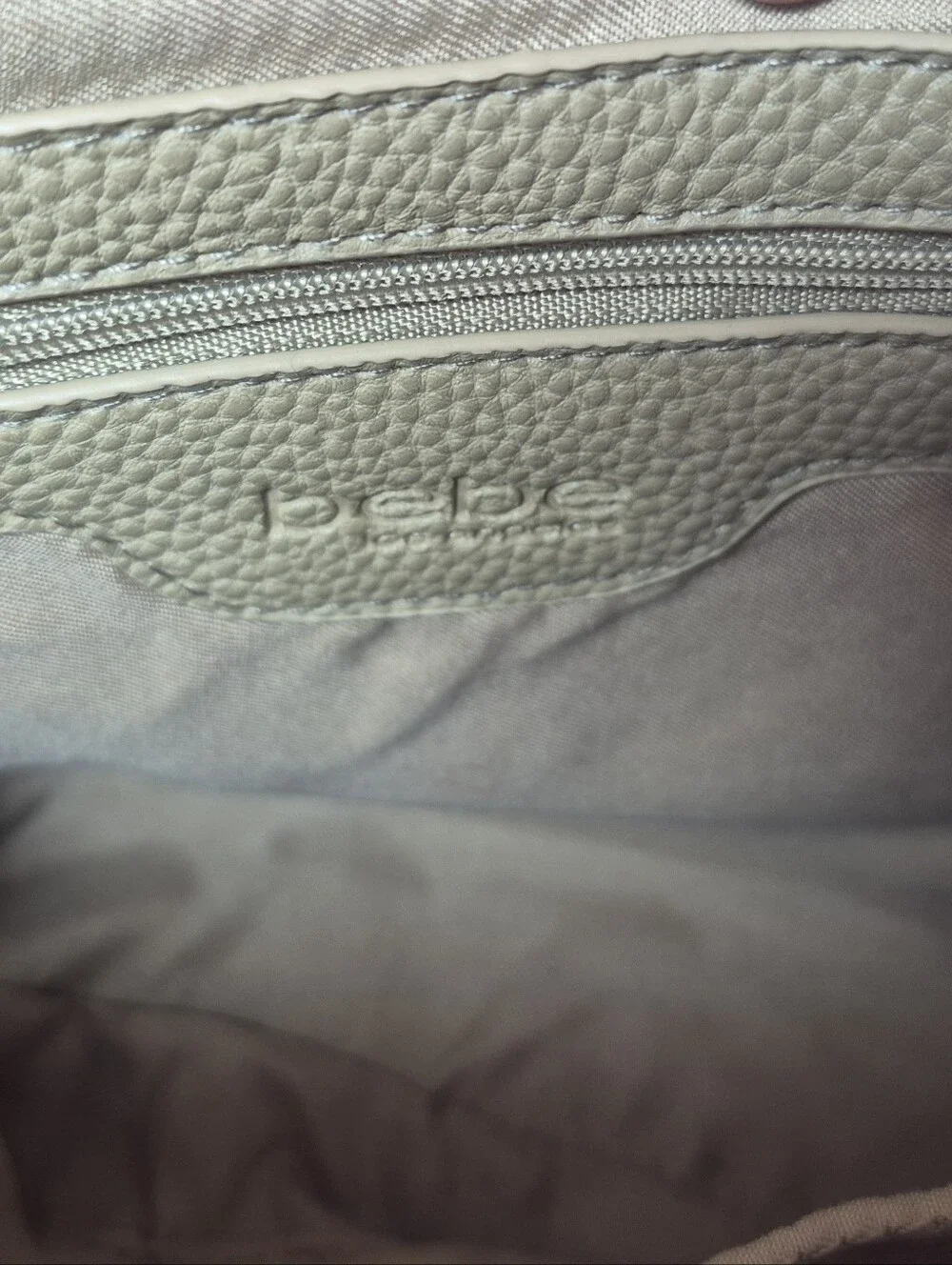 bebe‎ Pebbled Satchel in Taupe